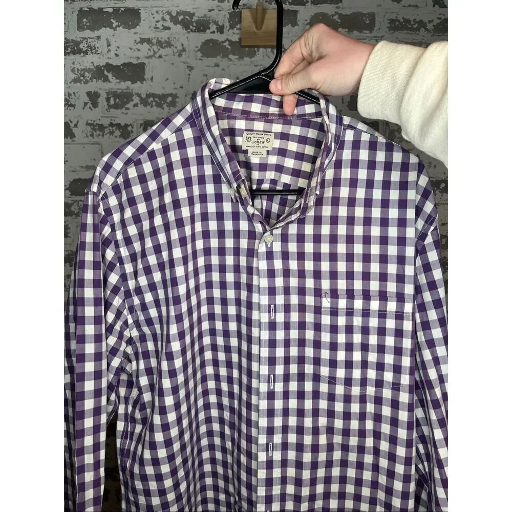 J. Crew | mens purple plaid cotton button down long sleeve